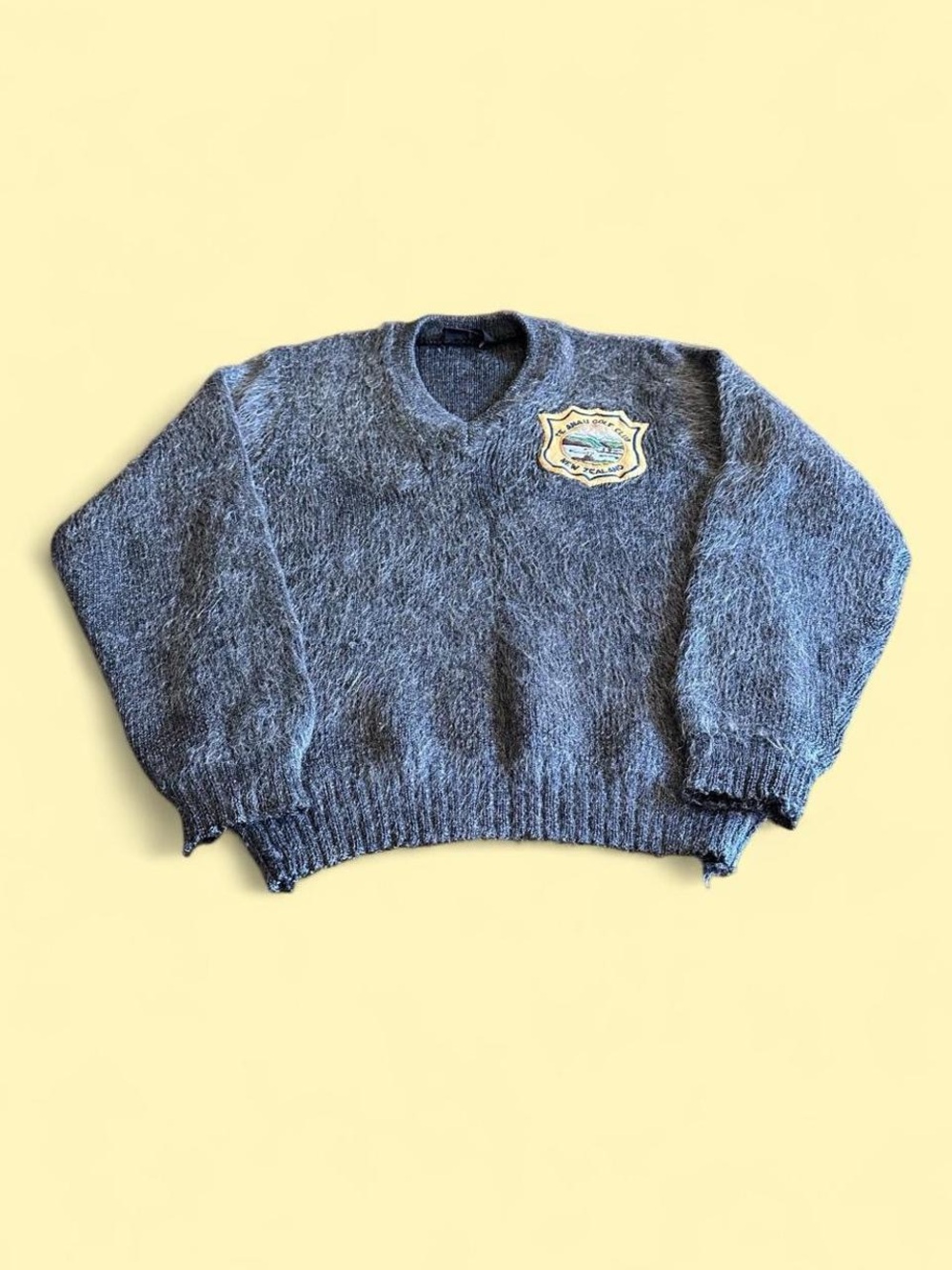 Vintage Mohair Wool Blend Golf Sweater Women’s S/M Te Anau Golf Club New Zealand